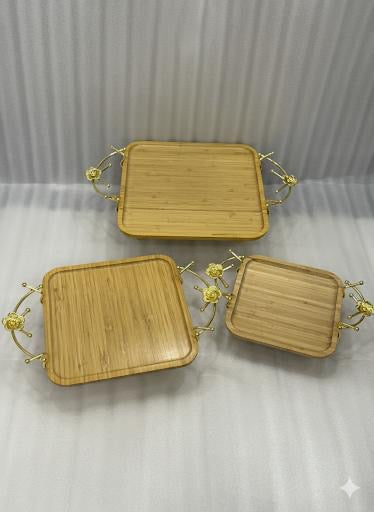 3 piece luxury wooden platter