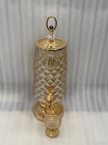 3L Patterned Glass Beverage Dispenser with 6 Cups