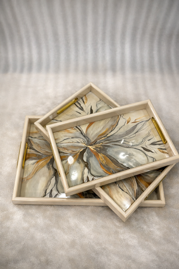 3-Pcs  MARBLEIZED FLORAL DESIGN