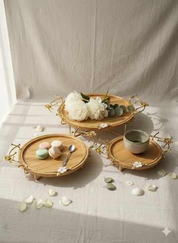 3 piece luxury wooden platter