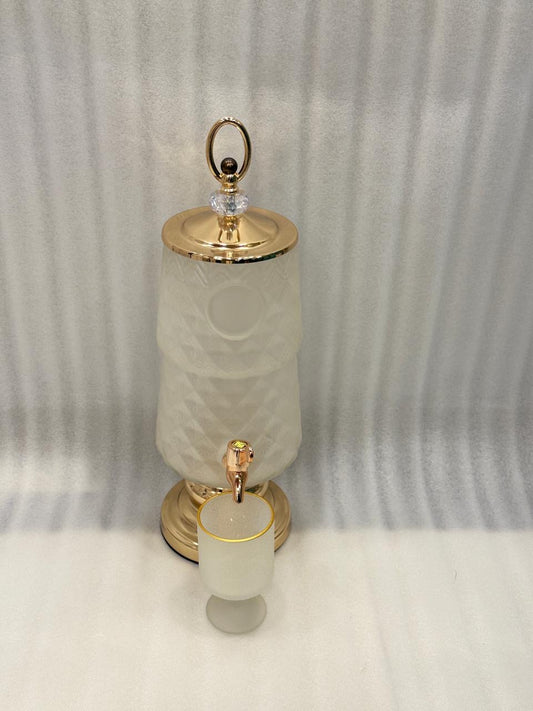 3L Patterned Glass Beverage Dispenser with 6 Cups