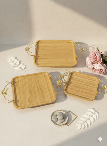 3 piece luxury wooden platter