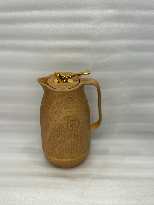 VACUUM INSULATED THERMAL KETTLE 1 LITRE – BROWN WITH GOLD BIRD HANDLE LUXURY DINING
