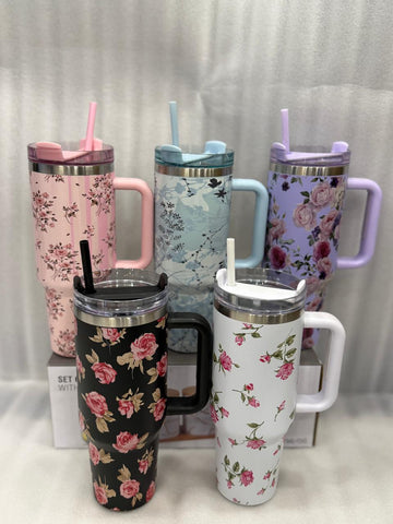 MSZM floral stainless tumbler 40oz