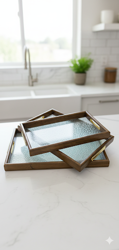 3-pcs Transparent-Look Serving Tray set