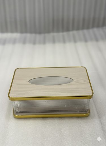 Acrylic Tissue Box with Wooden Base – Modern Dispenser