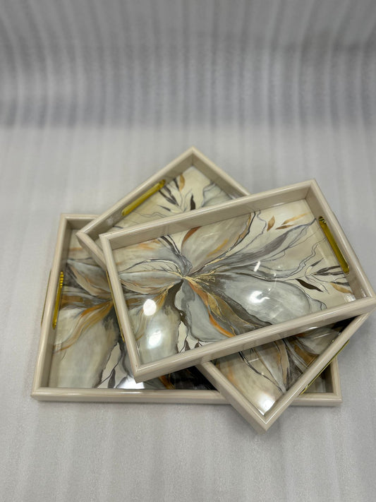 3-Pcs  MARBLEIZED FLORAL DESIGN