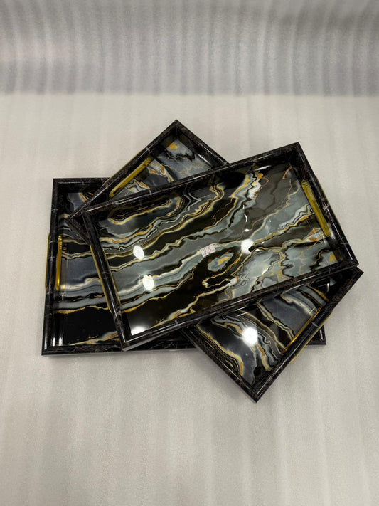 3-pcs Luxury Fibre Tray With Marble coating
