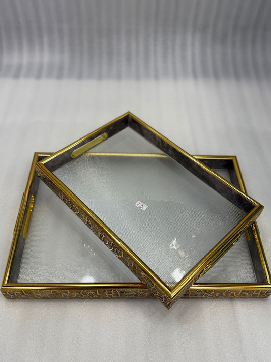 LUXURY GOLD GEOMETRIC EDGE TRAYS – RECTANGULAR 2-PIECE SET
