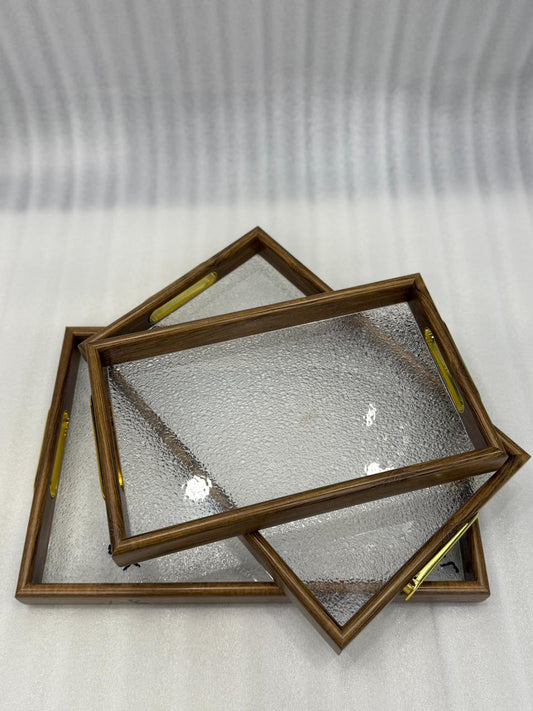 3-pcs Transparent-Look Serving Tray set
